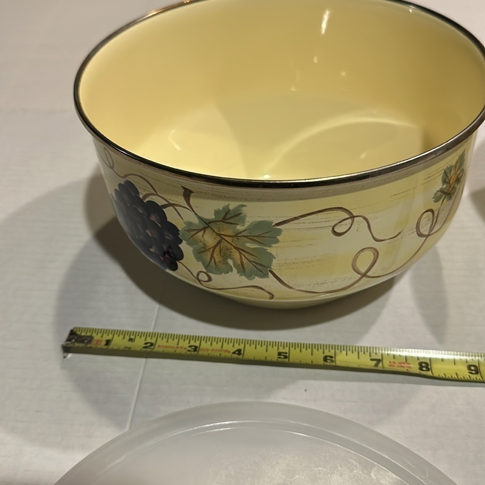 Vintage vitro ceramic set of 3 bowls w plastic covers yellow electric induction - Picture 11 of 16